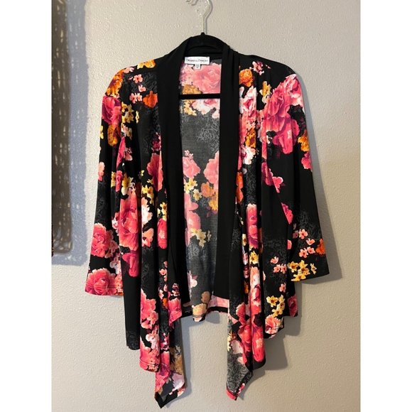 Draper's & Damon's Cardigan Sweater Topper 10 Large Stretch Floral Washable - Picture 3 of 8